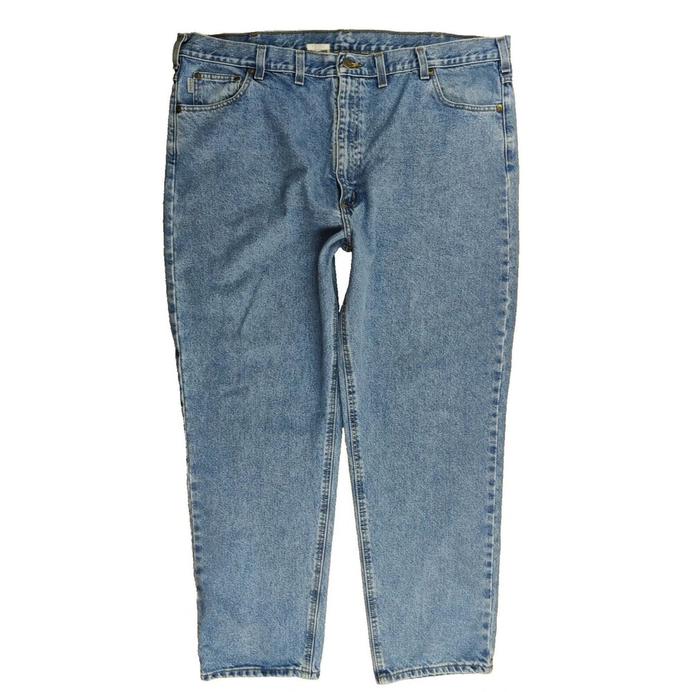 VTG Carhartt Men's 46x32 Light Wash Denim Jeans Traditional Fit Workwear Pants